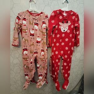New girl's fleece Christmas footed pajama bundle